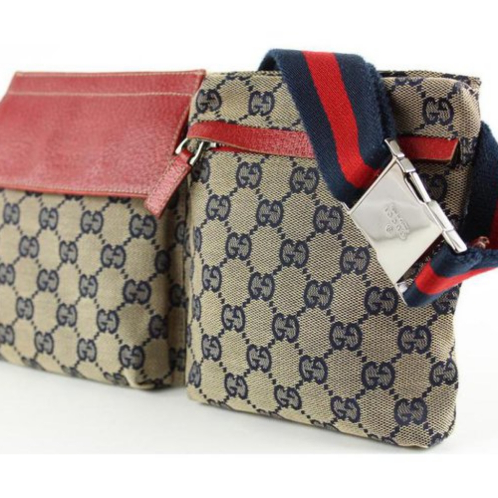 GUCCI MONOGRAM VINTAGE CANVAS BELT/FANNY BAG